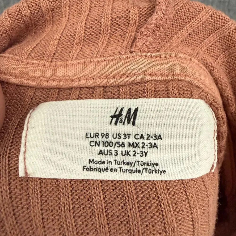 H&M Toddler Girls Knit Teddy Bear Hood Lounge Set Sz 3T Brown Flared Pants Cozy